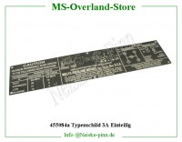 Typenschild 3A Einteilig 